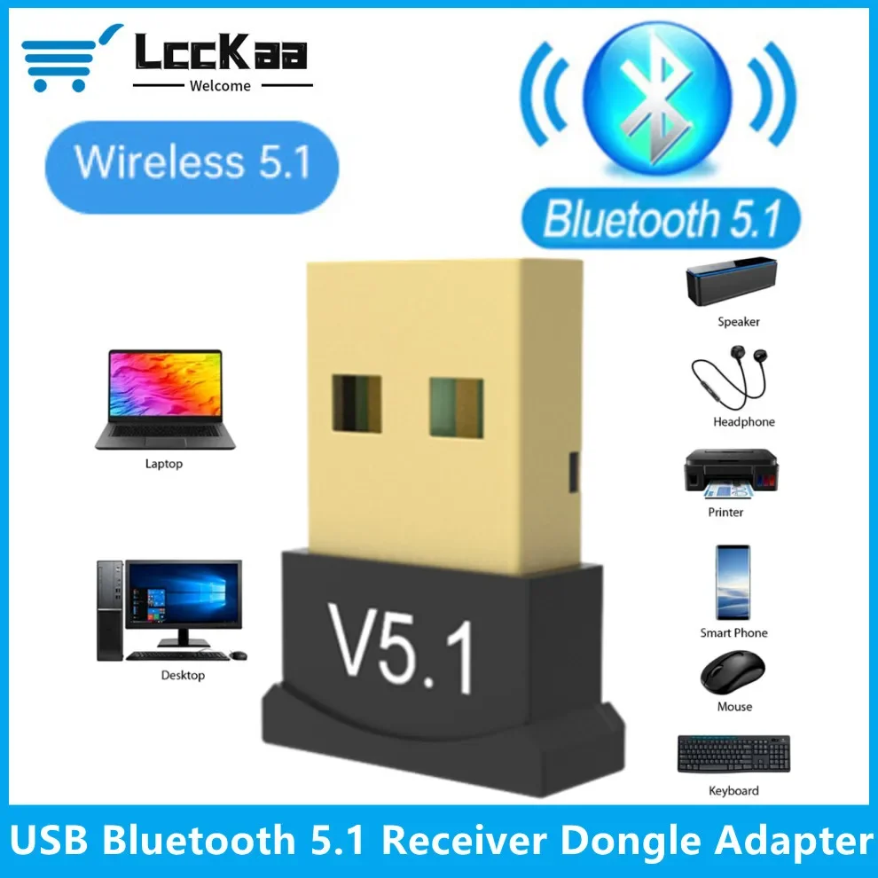 

USB Bluetooth 5.1 Transmitter Receiver Adapter Bluetooth Audio Receiver USB Dongle Wireless USB Adapter for Computer PC Laptop