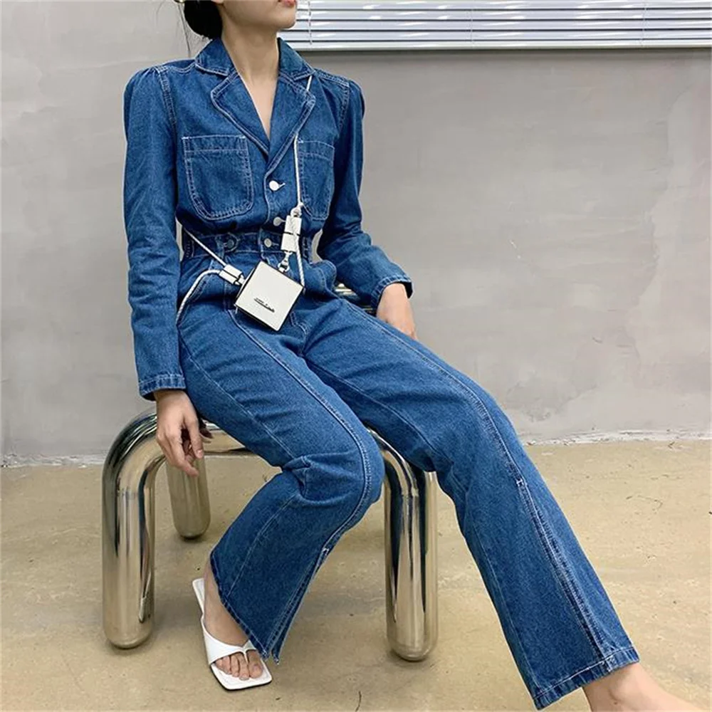 rompers-women's-new-waist-long-length-jumpsuit-denim-flared-slit-high-waist-jeans