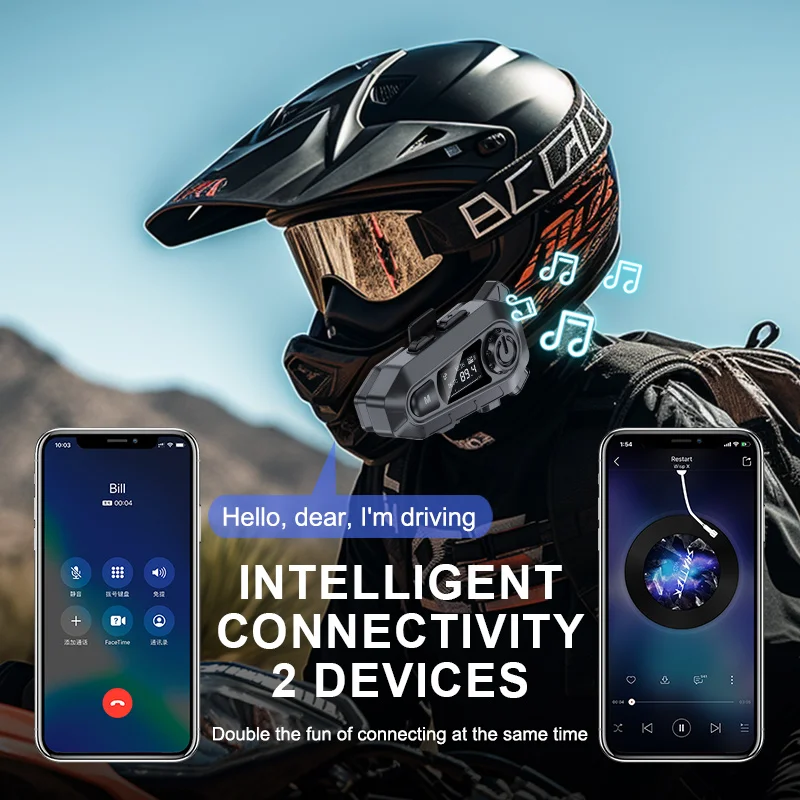 Auriculares A1 para casco de motocicleta cascos con Bluetooth 5 4 pantalla Digital LCD funcion de modulacion de frecuencia FM grado impermeable IPX6 novedad AliExpress