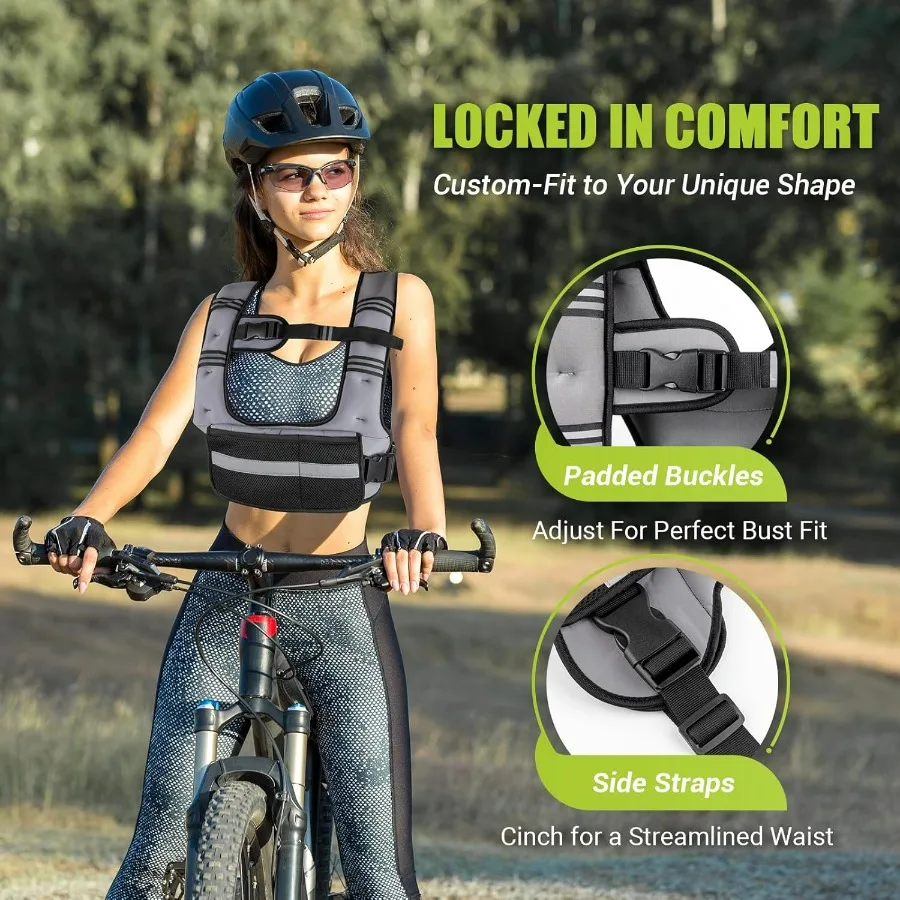 Adjustable Weighted Vest for Women, 6-12lb U-Shaped Weight Vest with 6 Iron Sand Bags, Rucking Vest with Extended Shoulder Pads