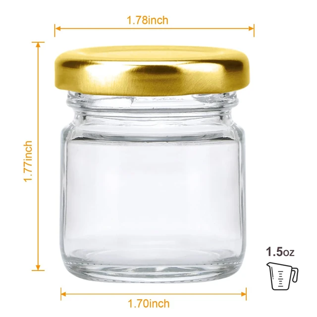 Folinstall 60 Pack Small Glass Jars with Lids, 1.5 oz Mini Honey Jars,  Candle Jar for Candle Making for Gifts, Crafts, Spices, Wedding, Party  Favors
