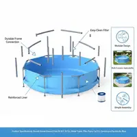 Piscine hors sol ronde 36 mx 76 cm avec structure métallique et pompe filtrante, capacité 6125 L, piscine de jardin pour adultes, bleue 5