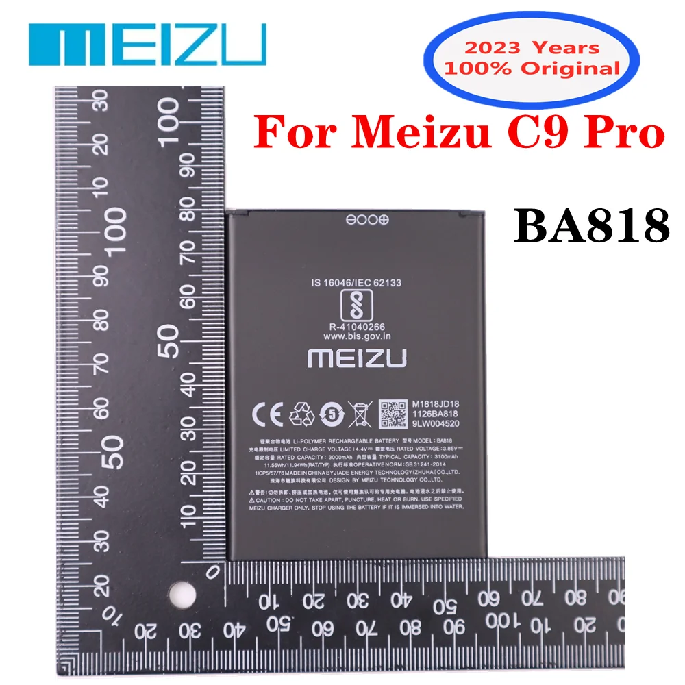 

2023 год, новинка, 100% оригинальный аккумулятор для Meizu c9 pro, C9pro, BA818, 3000 мАч, фотоаккумулятор