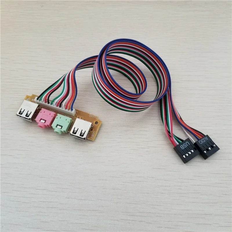Computer Chassis Front Panel USB/Audio Connector Cable Dual USB Dupont Adatper to  Interface Data Extension Power Wire