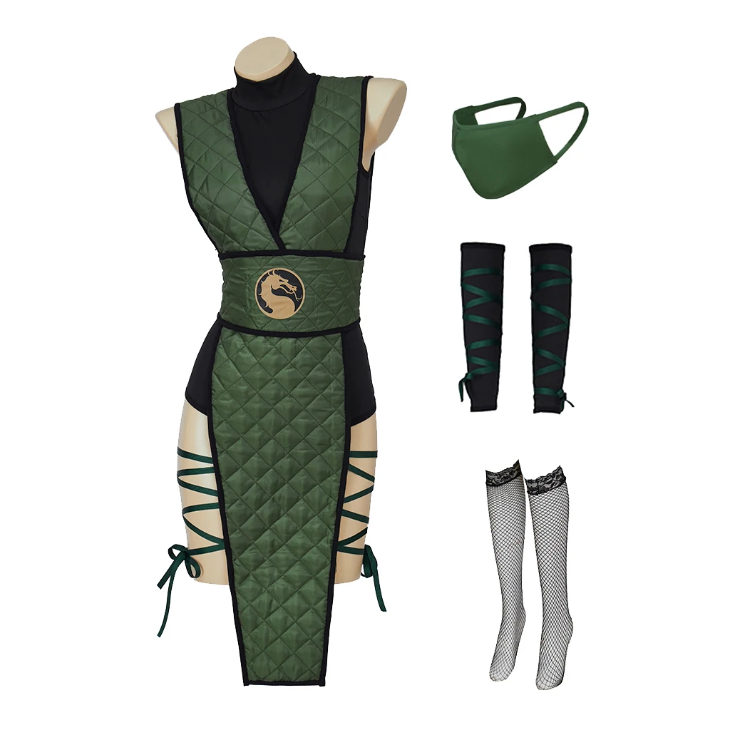 Fantasia de Cosplay Mortal Kombat para adultos, terno verde com máscara,  jogo escuro, roupa ninja, lutador verde - AliExpress