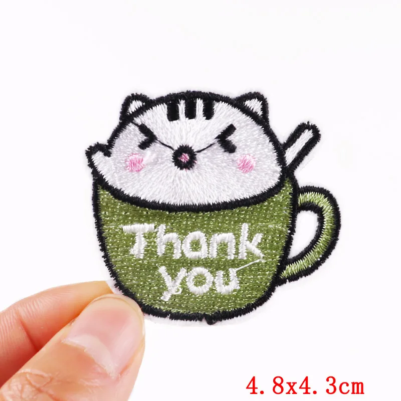 Cute Cat Embroidered Patches For Clothing Thermoadhesive Patches On Kids Clothes Applique DIY Cartoon Badges Animal Stickers 