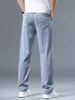 Ultra-thin Lyocell Men's Jeans Summer Breathable Soft Straight Loose Trousers Business Casual Ice Silk Denim Pants Light Blue 4
