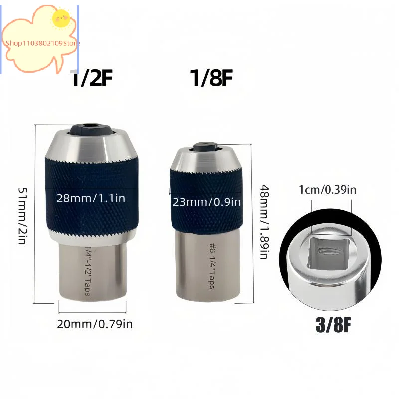 【HT】1Pcs 탭 소켓 1/2 1/8 스퀘어 탭 소켓 어댑터 M3-M12 리머용 조정 가능한 래칫 렌치 전동 공구 스크류 추출기
