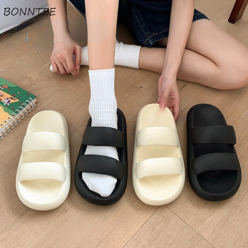 

Summer Slippers Women Preppy Girls Fashion Home Causal Platform All-match Couples Korean Style Streetwear Lovely Ladies Simple