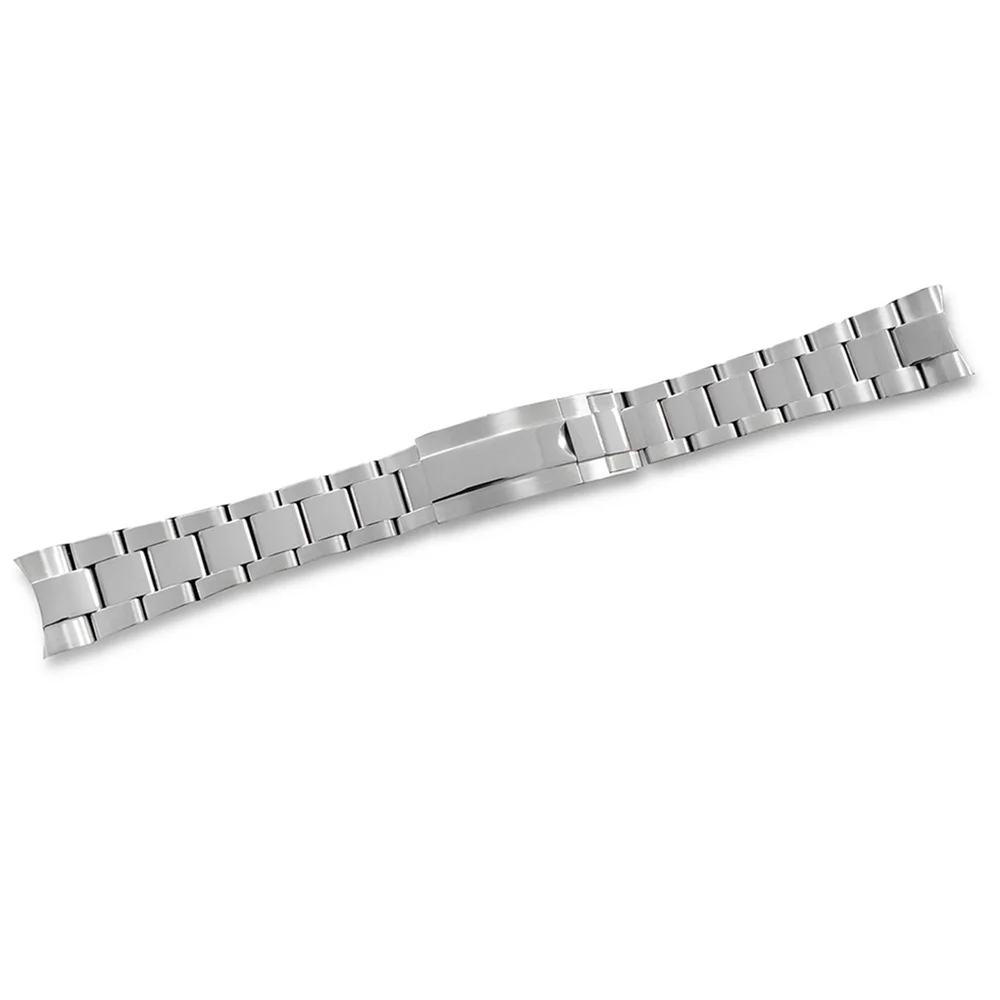 New 316L Stainless Steel Watchband 20mm, Pull Teeth Clasp Watch Buckle, Middle Polished Strap Bracelet NH35 Men Watch Parts