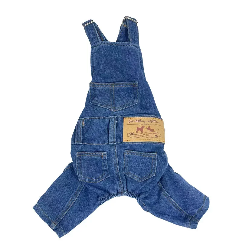 

New Pet Dog European and American Style Washed Denim Comfortable and Elastic Denim Pet Strap Pants