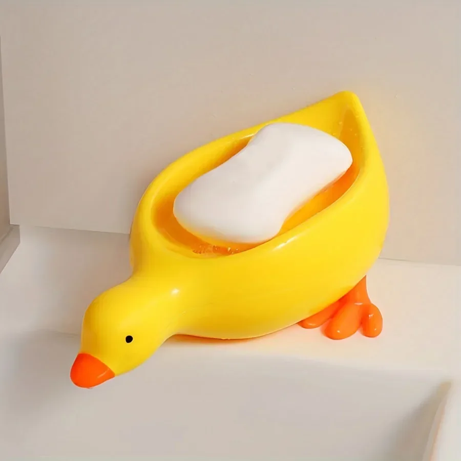 Soap Rack Self-draining Cute Duck-shaped Creative for Shower Bathroom Kitchen Tub Sink Tray Bracket