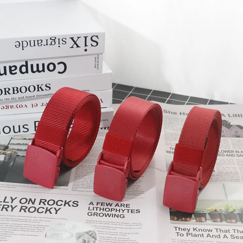 100cm 110cm 120cm 130cm 140cm Pluse Size Fabric Belts Non Metal Plastic Buckle Military Training Adjustable Belt