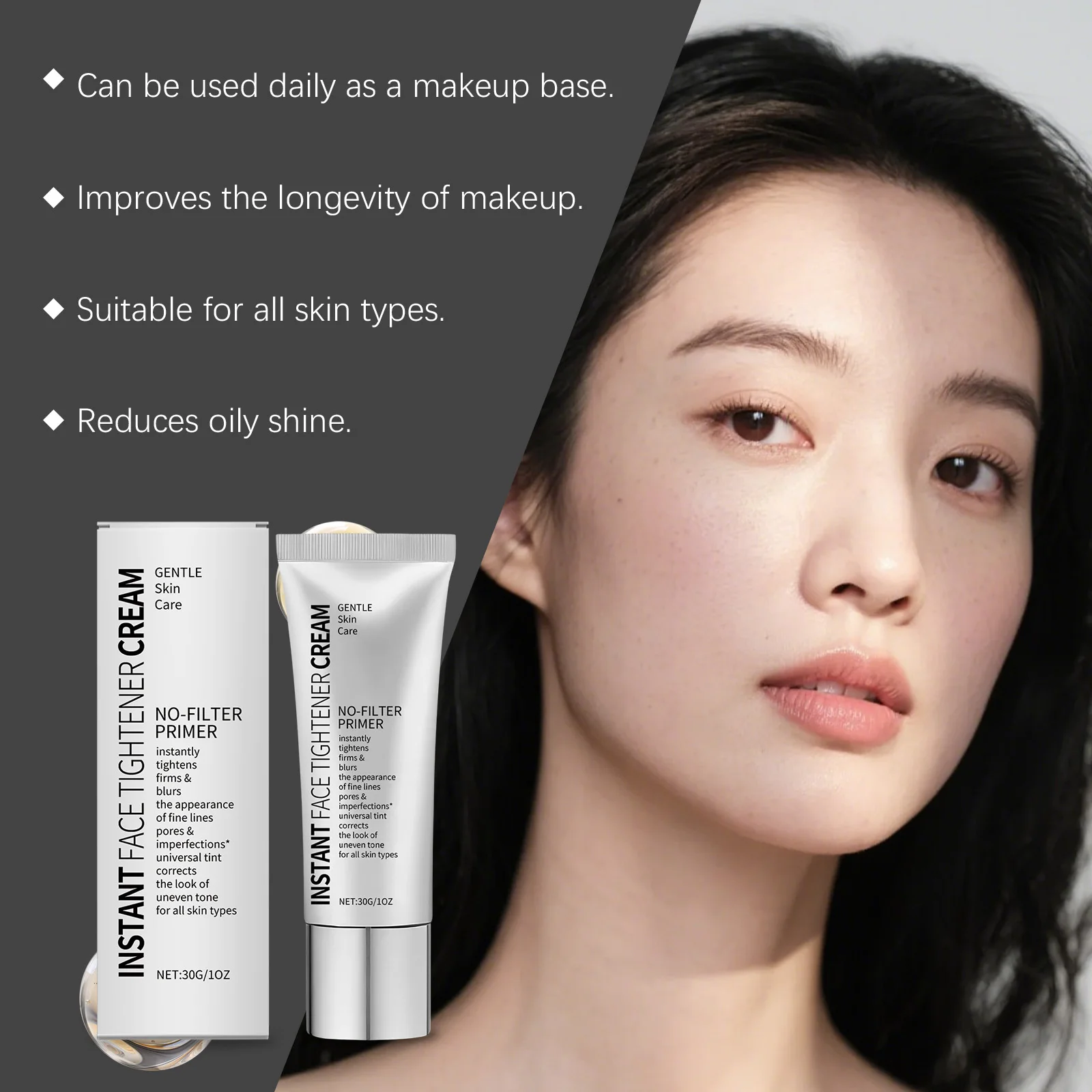 Primer Viso, Base Trucco Idratante, Correttore, Controllo Oleosità, Riduzione Pori e Linee Sottili, Primer Idratante Acido - immagine 2