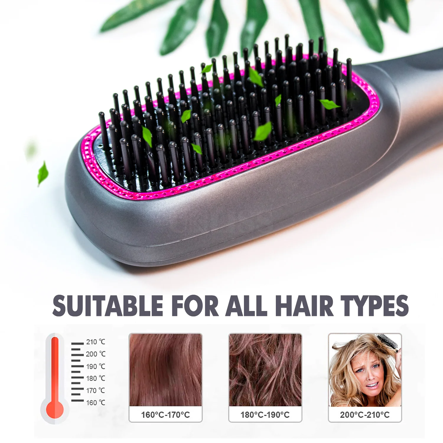 Straightener Hair Comb Heating Comb Hair Straightener Dryer and Straightening Brush Electric Comb Brush One Step Salon Hair 2