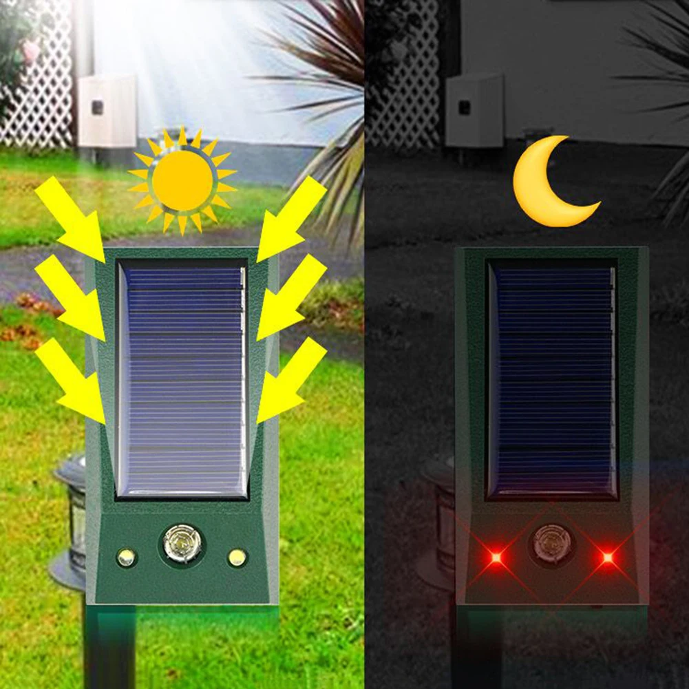 Solar-Powered Ultrasonic Animal Repeller with Waterproof Design and LED Alarm
