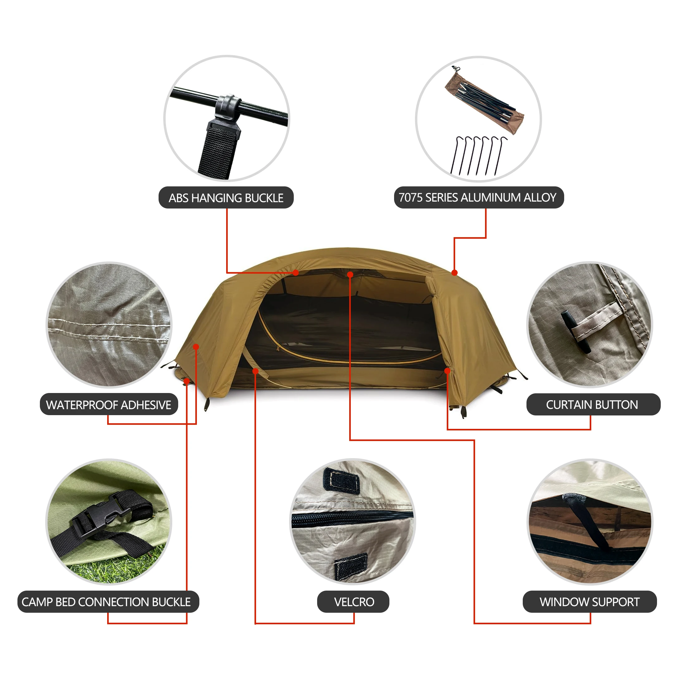 Sonuto Outdoor Single-Person Lightweight Tent Nylon Tactical Shelter Marching Bed Mosquito Net Anti-Mosquito Waterproof Field