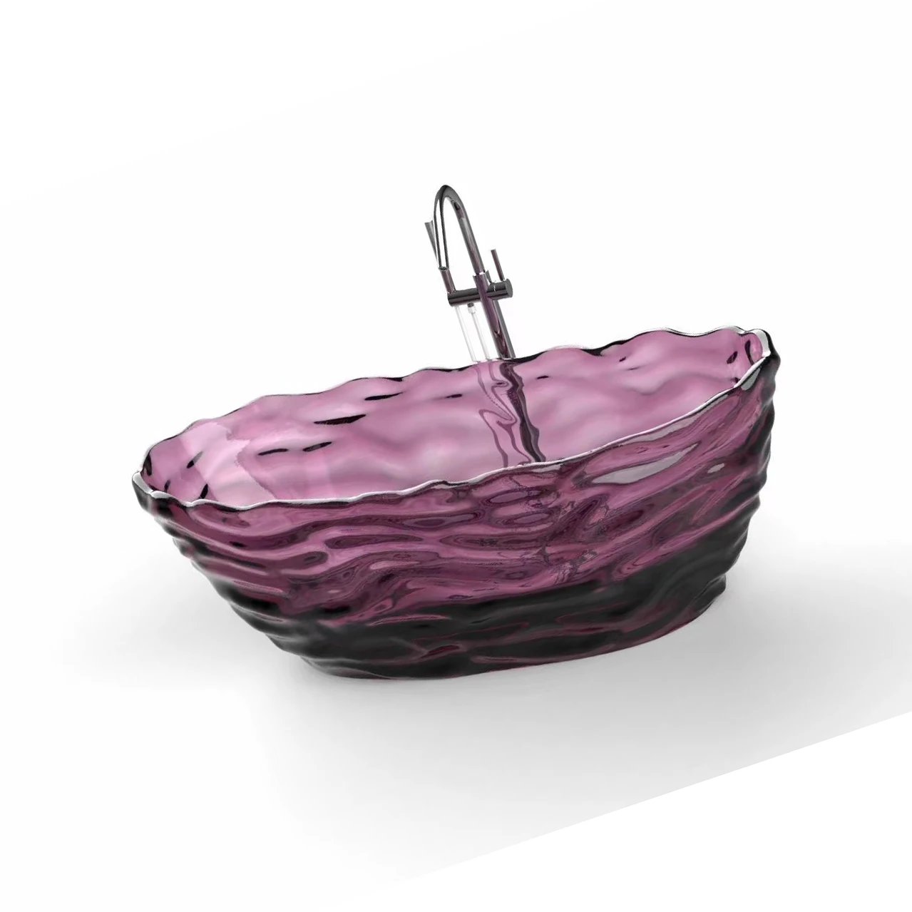 1750x785x640mm Oval Resin Jasmine Purple Transparent Tub Freestanding Floor Mounted Bathtub  BV001-5 2