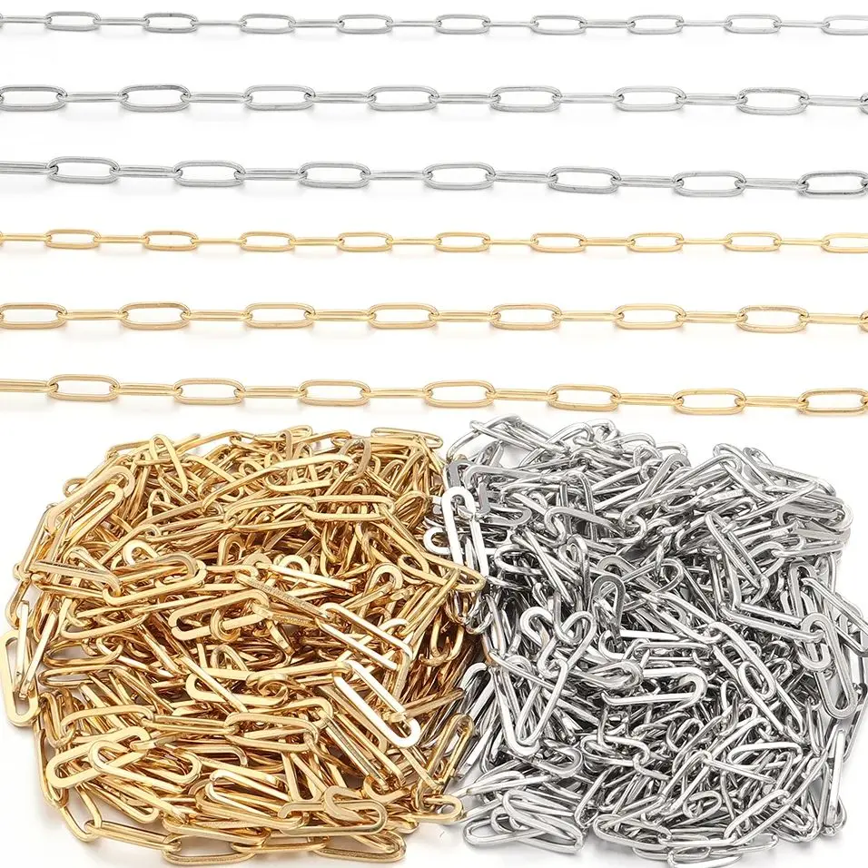 1Meter Edelstahl Kette Büroklammer Link Kette Kabel Kette Für Halskette Armband Fußkettchen DIY Schmuck Machen Zubehör