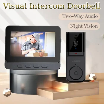 Visual Intercom Doorbell With Screen HD Video Wireless Smart Home Monitor Night Vision Two-Way Audio Security doorbell camera 1