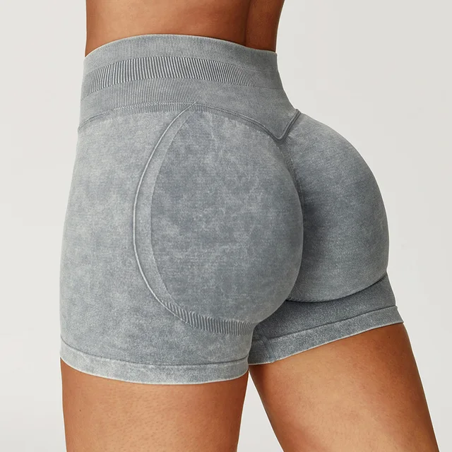 83807-06197a.jpg Short de Yoga taille haute pour femmes, délavé au sable, short d'entraînement, Fitness, levage des fesses, Fitness, Yoga, gymnastique, course à pied