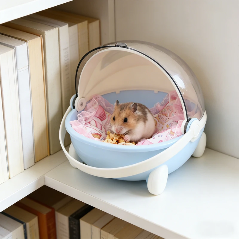 Blue Rotatable Hamster House Box, Suitable for Small Pet Storage, Made of Plastic, Suitable for Storing Dolls, Dustproof and Moisture-Proof 2