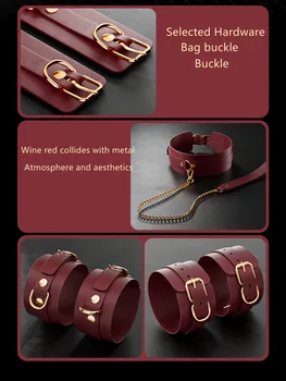 Sexy BDSM Leather Plush Bundle Set, Exotic Sex Toy, Gear Collar, Hip, Oral Erotic Bundle, Eye Mask, Whipping Nipple Clip 3