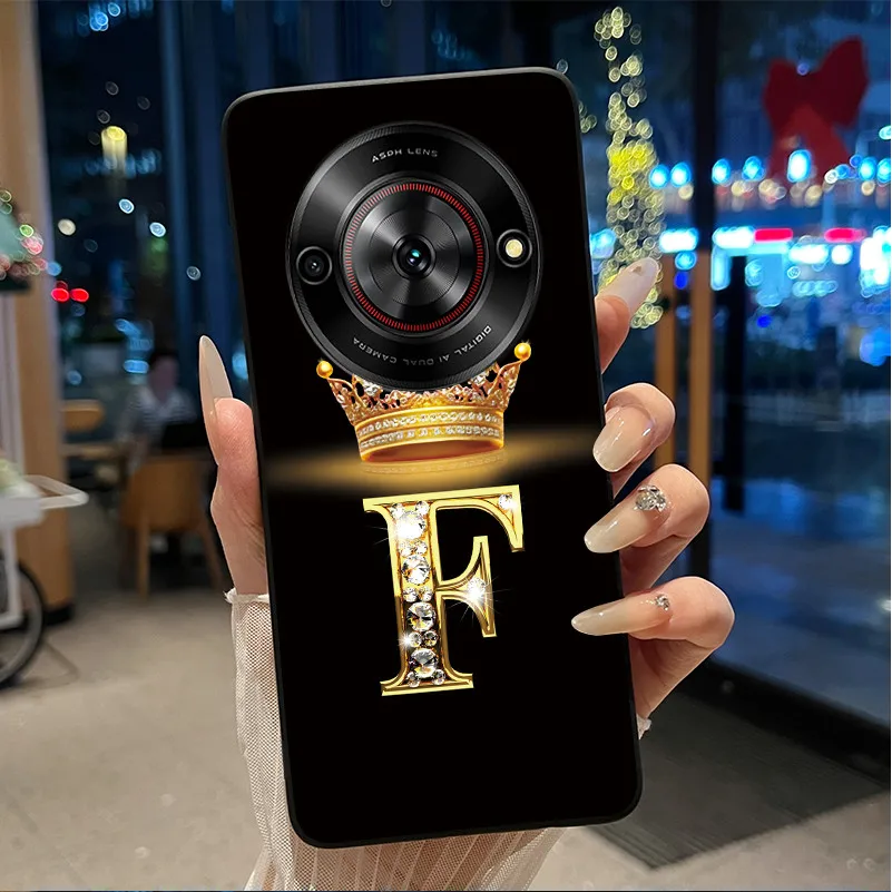 Vibrant Shockproof Soft Phone Case with Crown Letter Design