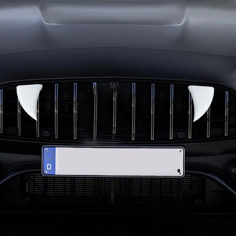 Halloween Car Decor 3D Vampire Fangs Car Teeth White Devil Horns Bumper Decor Waterproof Halloween Car Fangs for Truck or SUV