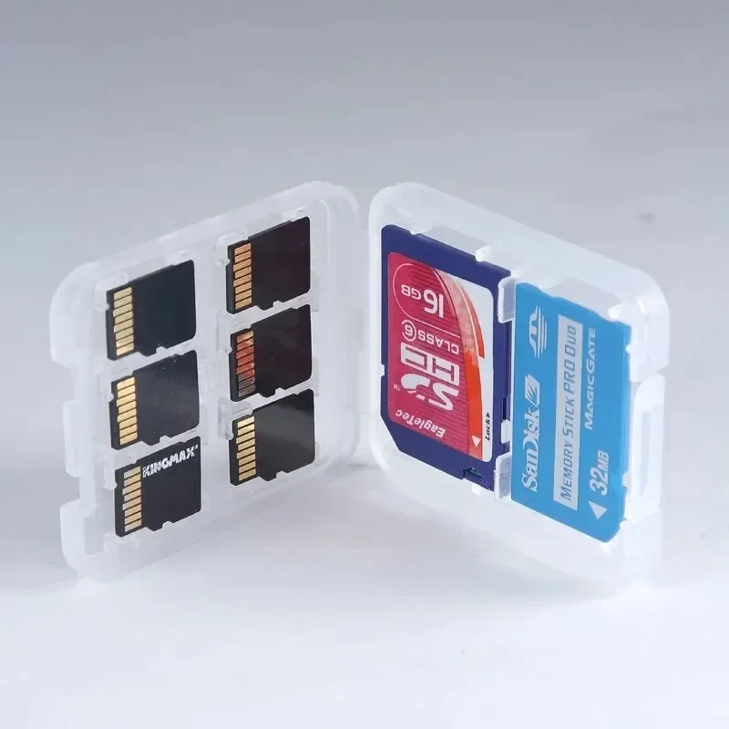5-1pcs 8 in 1 Protector Holder Plastic Transparent mini For SD SDHC TF MS Memory Card Storage Case Bag Memory Card Protecter Box memory card protector