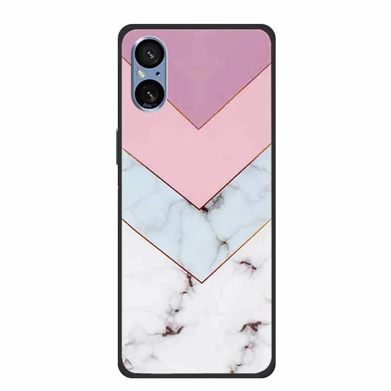 Elegant Marble Shockproof Soft Silicone TPU Back Cover for Sony Xperia 5V - Premium Phone Protection Case