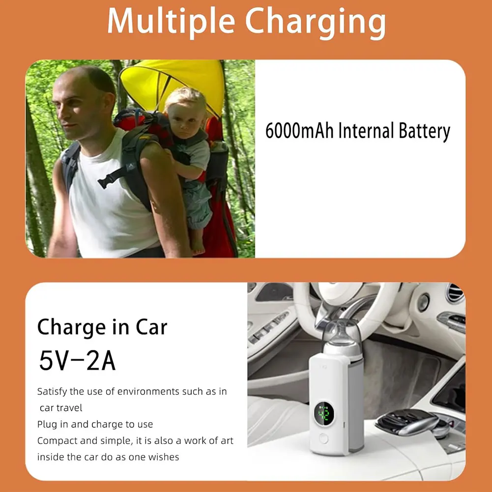 Portable Rechargeable Cordless Bottle Warmer with Digital Temperature Control