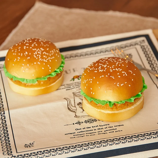 Simulated Food Model Hamburger Bread Toys Food Props Model Window Ornament Artificial Food Fake Food Artificial Hamburger 2