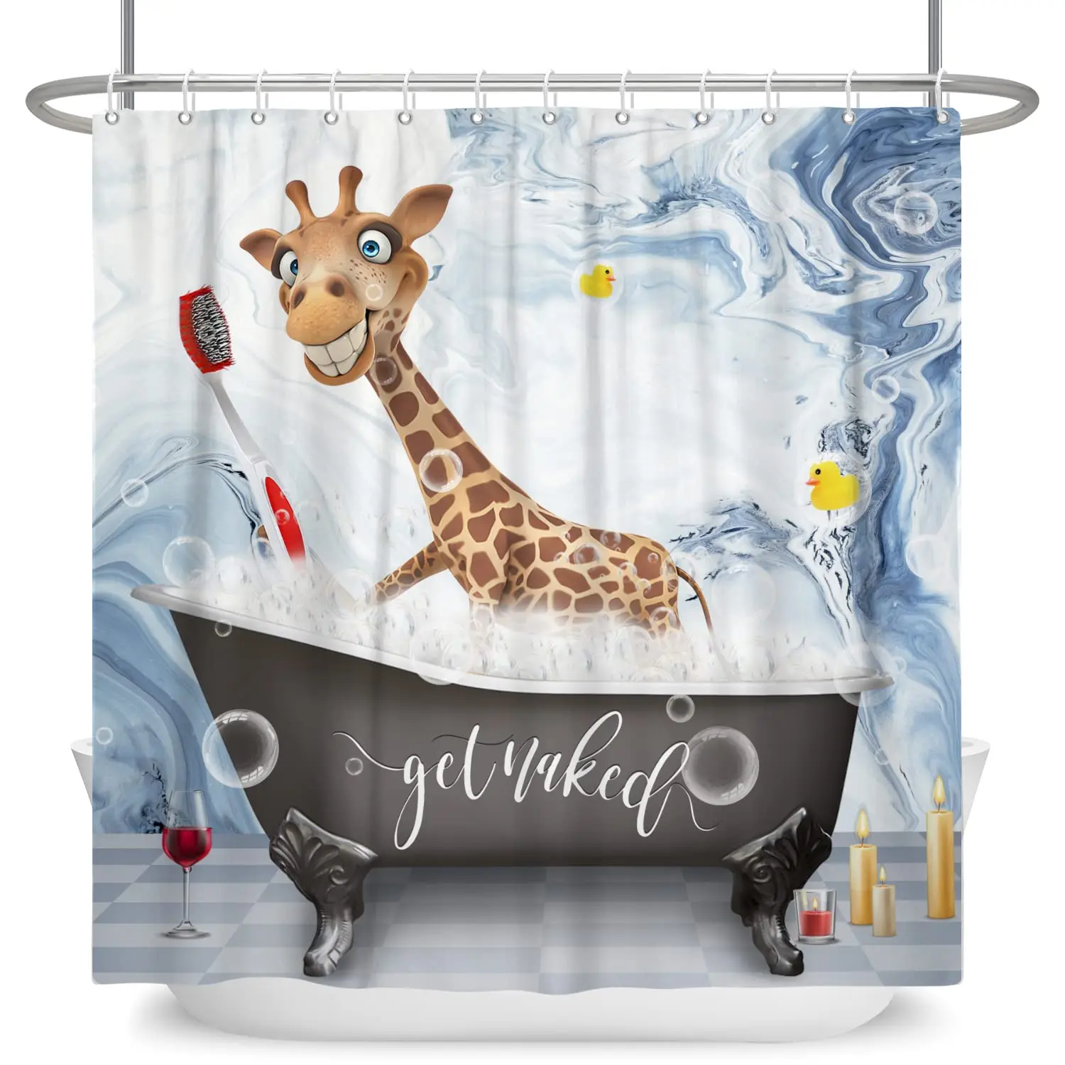 RIVINE Divertente asino bagno doccia tende set paese ovest rurale animale impermeabile vasca da bagno per bambini casa tende con ganci W190xL190cm