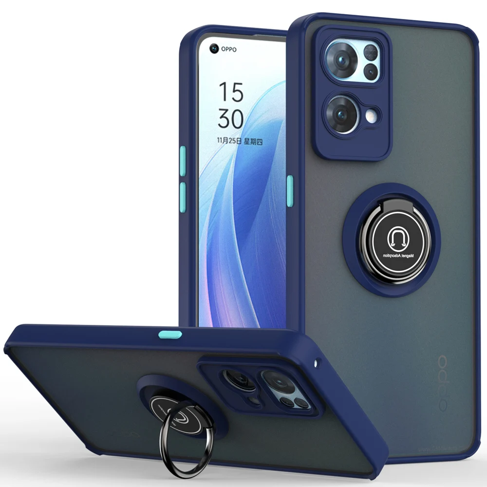 KEYSION Matte Case for OPPO Reno7 5G 7 Z 5 Lite 5F 4 Pro Transparent Ring Shockproof Phone Cover for OPPO A52 A72 A92 A5_voghion.com