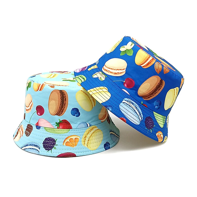 Bocca Macarone Printing Bucket Hat Children Boys Girls Kids