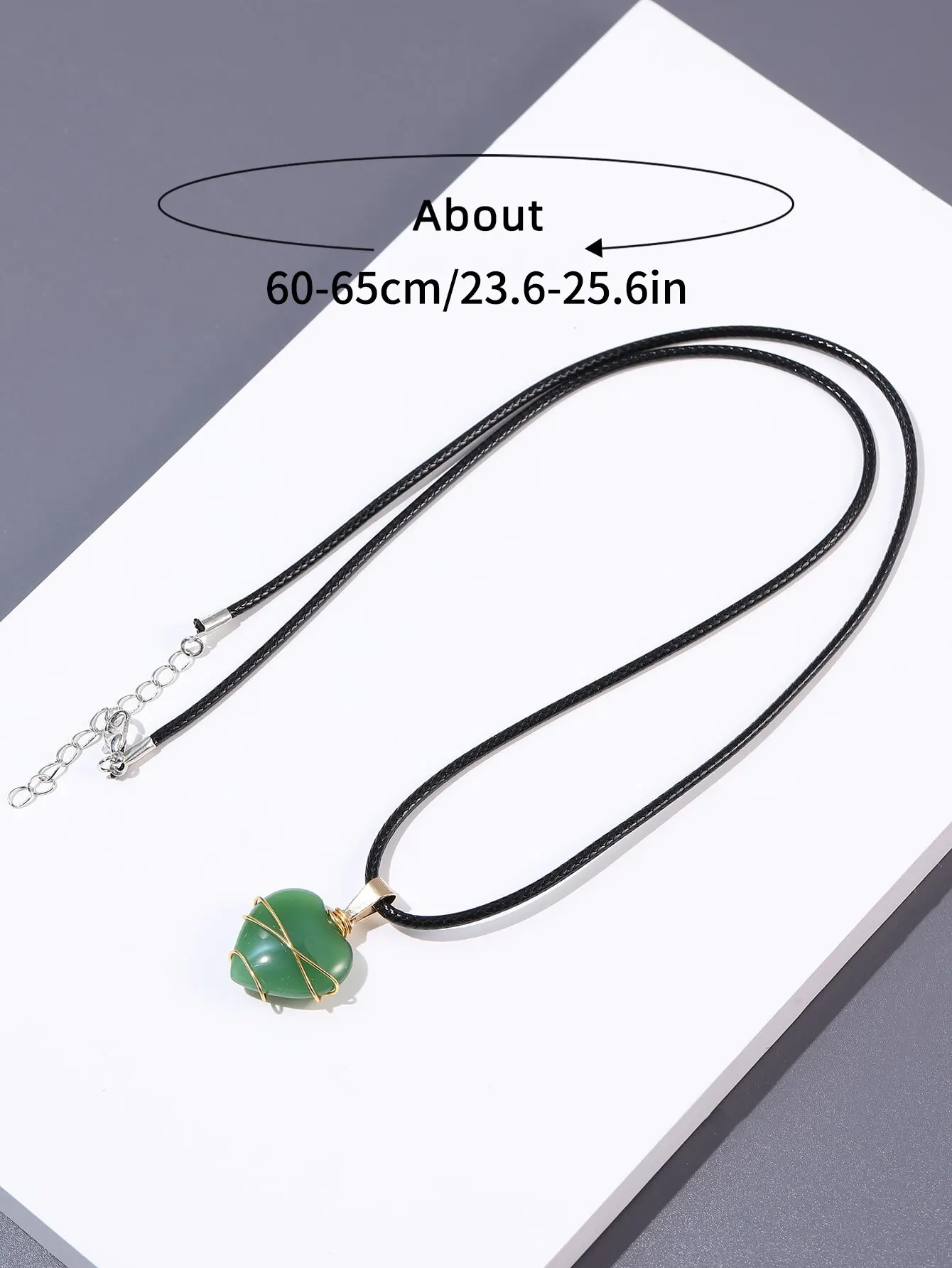 5-Piece Natural Stone and Crystal Heart Necklace Set