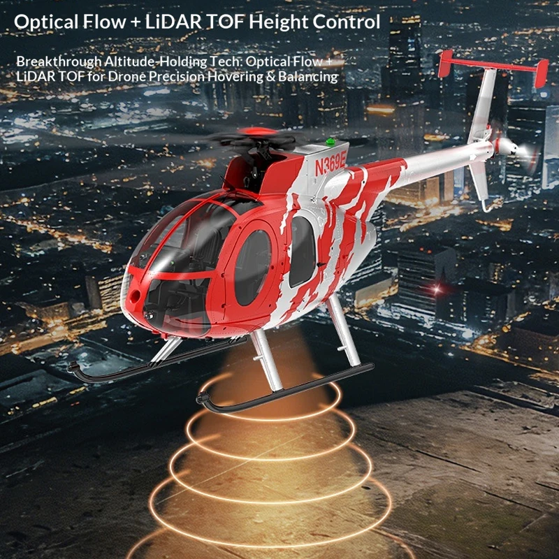 유샹 뉴 F119S MD-500 리틀 버드 원격 조종 헬리콥터 모델 GPS 포지셔닝 브러시리스 모터 RC 성인용 장난감 레드 실버 RTF