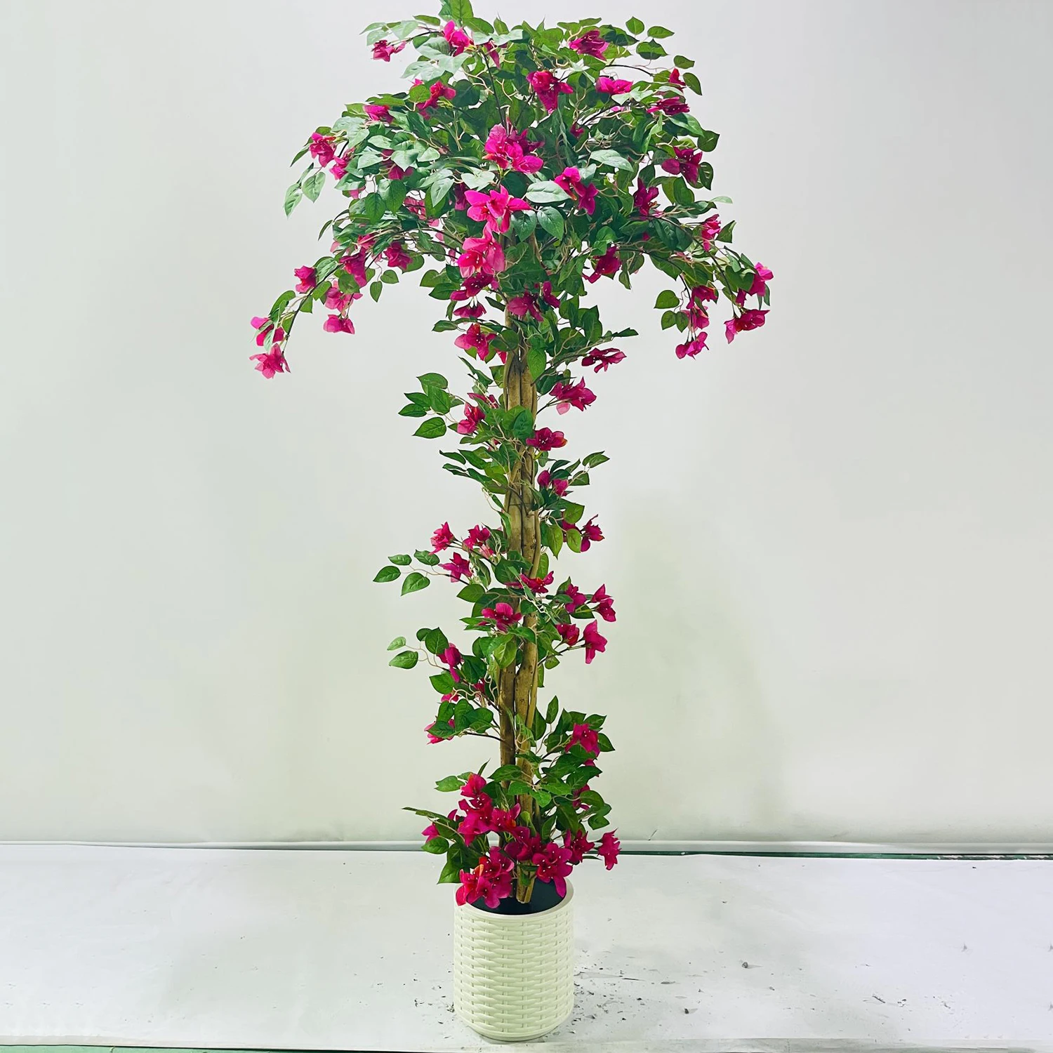 150cm 180cm Künstlicher Bougainvillea-Baum Realistische Seidenblätter & Natürlicher Holzstamm UV-Beständiger Kunstbaum für Innen und Außen – Detail 16