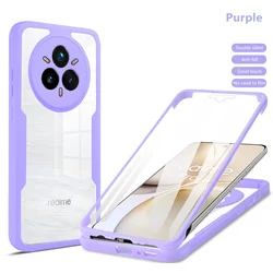 Premium Shockproof Full Body Protective Clear Case for Realme 14 Pro (Purple)