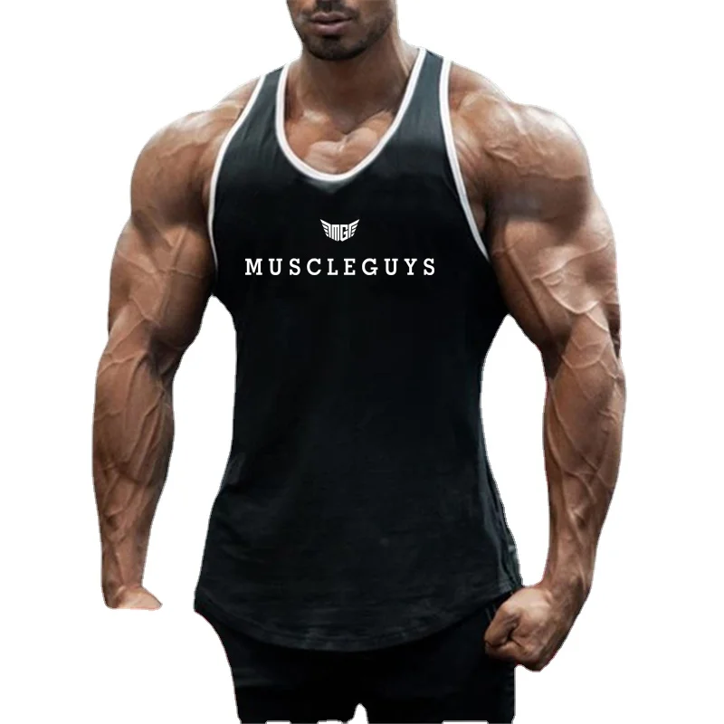 

Summer Men's Running Training Stringer Vest Fitness Body-building Slim Sleeveless T-shirt