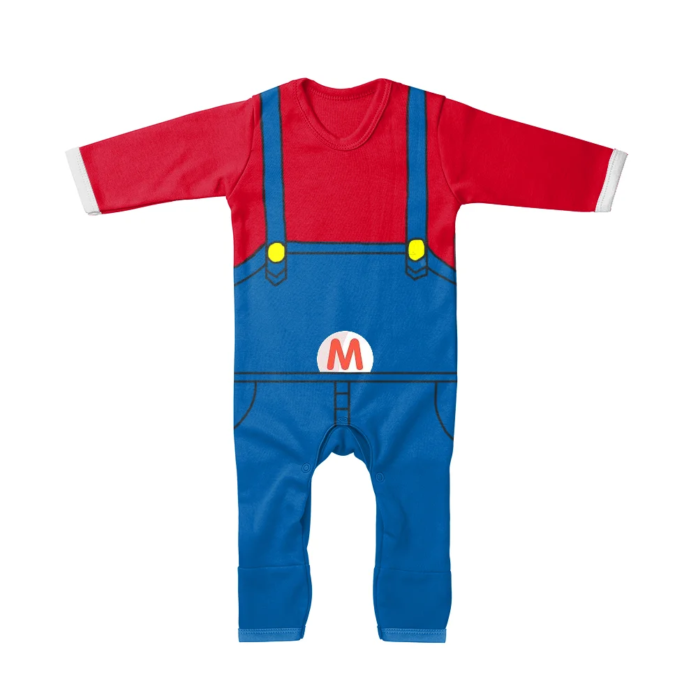 Fashion Hot Selling 3D Printing Mario Anime Game Baby Boy Baby Girl Crawling Suit Newborn Outdoor Breathable Jumpsuit Baby Bodysuits classic