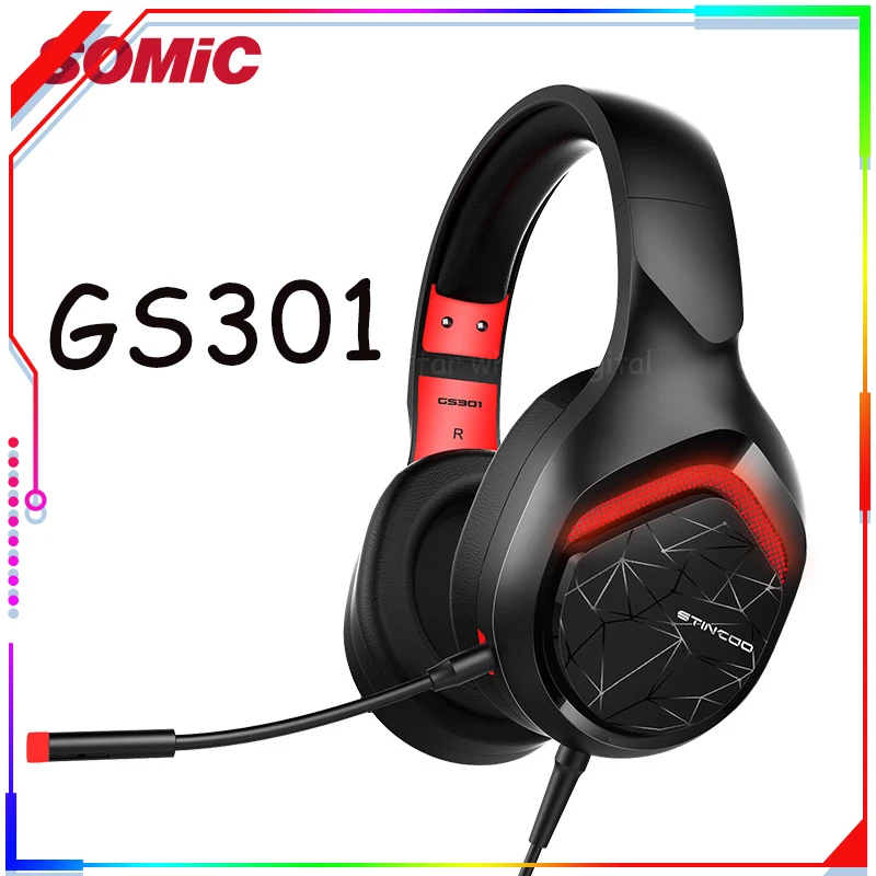 

Проводные игровые стереонаушники Somic GS301, Накладные наушники с микрофоном, голосовое управление, для ноутбука, компьютера, геймера, басовый эффект