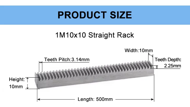 2 Teile/los 1 Modul Hohe Präzision Zahnstange Stahl 10*10*500mm + 2PCS 1M12T-34T Ritzel 45 stahl Getriebe Metall Transfer – Detail 8