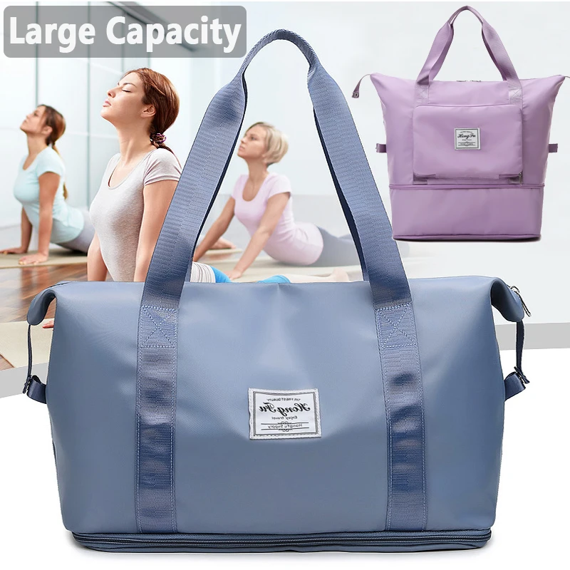 Foldable Large Capacity Storage Bag for Women Waterproof Duffel Outdoor Travel Bag Handbag Shoulder Yoga Sport Bags