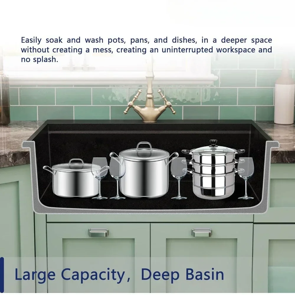 Granite Composite Drop In Kitchen Sink Large Top Mount Single Bowl Sink with Integrated Ledge