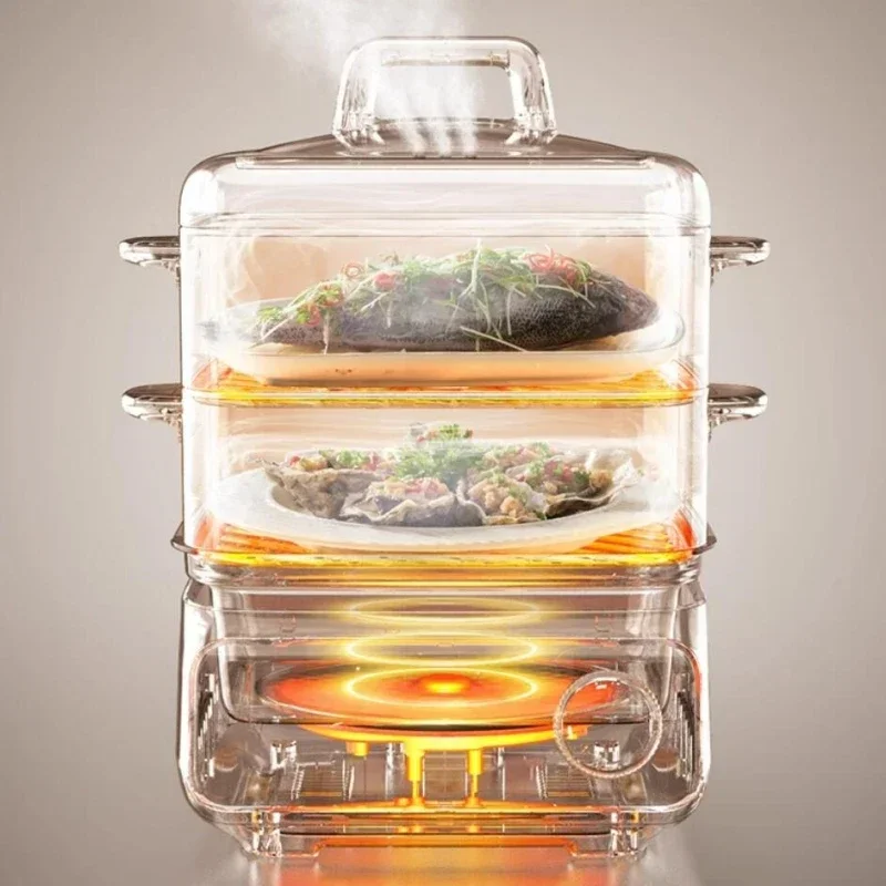 SUPOR 220V Removable Base Electric Steamer Household 16L Three-layer Stainless Steel 2100W Multifunctional Steam Box