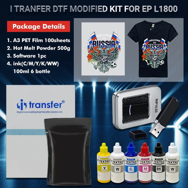 Whole setup DFT Transfer Film White Color Ink set Powder Software