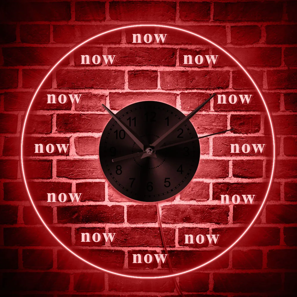 Time is Now Wall Clock Live in the Present Moment Motivational LED Wall Decor Wall Clock with LED illumination Meditation Gift