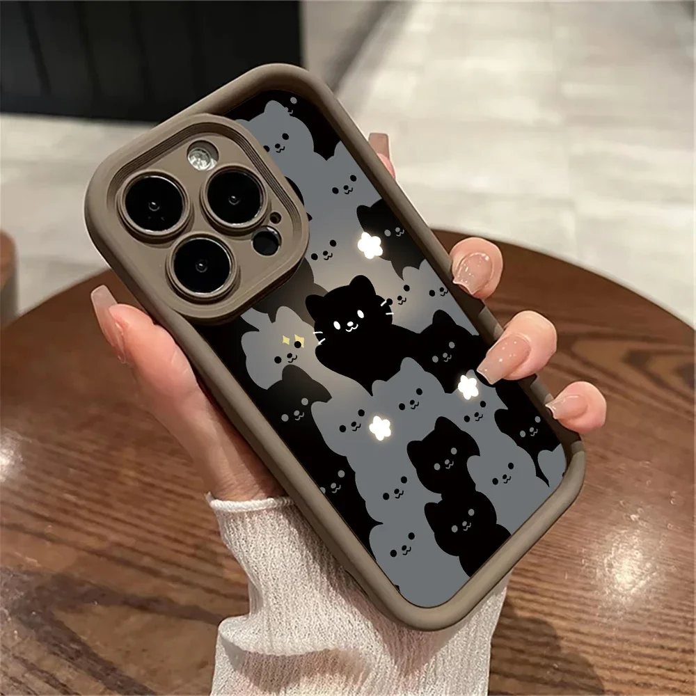Cute Cartoon Cat Silicone Phone Case - Shockproof Soft Bumper Back Cover